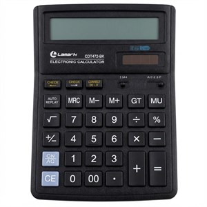 Калькулятор настольный LAMARK CDT472-BK, 12 разрядов, двойное питание, 193x143x38,4 мм, ЧЕРНЫЙ - фото 7795423
