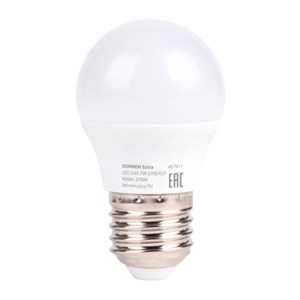 Лампа светодиодная SONNEN EXTRA, 7 (60) Вт, E27, шар, теплый белый, 30000 ч, LED G45-7W-2700-Е27, 457911 - фото 7878643