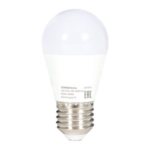 Лампа светодиодная SONNEN EXTRA, 10 (85) Вт, E27, шар, нейтральный белый, 30000 ч, LED G45-10W-4000-Е27, 457914 - фото 7878649