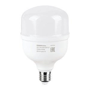 Лампа светодиодная SONNEN EXTRA, 30 (250) Вт, Е27, цилиндр, холодный белый, 30000 ч, LED Т100-30W-6500-Е27, 457916 - фото 7878655
