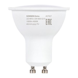 Лампа светодиодная SONNEN EXTRA, 12 (110) Вт, GU10, нейтральный белый, 30000 ч, LED MR16-GU10-12W-4000, 457927 - фото 7878675