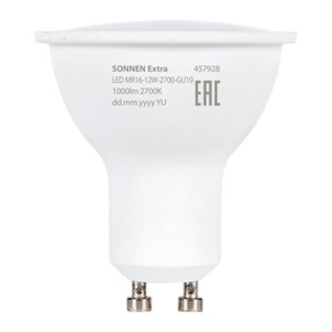 Лампа светодиодная SONNEN EXTRA, 12 (110) Вт, GU10, теплый белый, 30000 ч, LED MR16-GU10-12W-2700, 457928 - фото 7878677