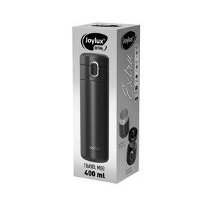 Термокружка 400 мл JOYLUX (ДЖОЙЛЮКС) EXTRA STYLE, нержавеющая сталь SUS304, черный матовый, 700280 - фото 7890957