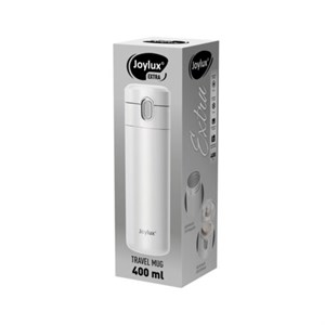 Термокружка 400 мл JOYLUX (ДЖОЙЛЮКС) EXTRA STYLE, нержавеющая сталь SUS304, белый матовый, 700281 - фото 7890958