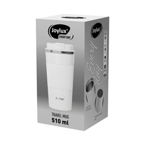 Термокружка 510 мл JOYLUX (ДЖОЙЛЮКС) EVERY DAY, нержавеющая сталь SUS304, силиконовый рукав, белый матовый, 700293 - фото 7890960