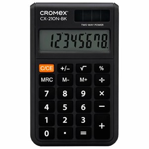 Калькулятор карманный CROMEX (КРОМЕКС) CX-210N-BK (96х62 мм), 8 разрядов, двойное питание, черный, 273834 - фото 7943388