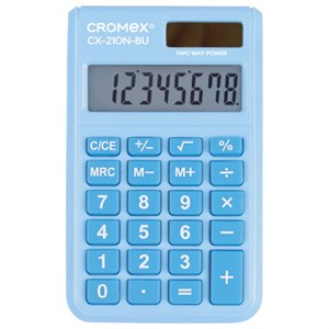 Калькулятор карманный CROMEX (КРОМЕКС) CX-210N-BU (96х62 мм), 8 разрядов, двойное питание, голубой, 273835 - фото 7943389