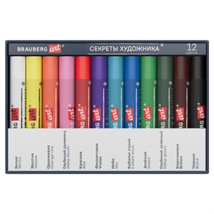 Пастель масляная художественная BRAUBERG ART "Секреты художника", 12 цветов, круглое, 182095 - фото 8047007
