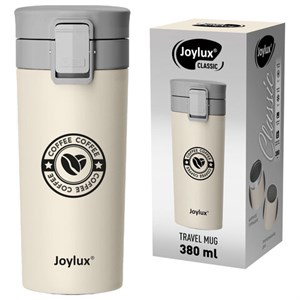 Термокружка 380 мл JOYLUX CLASSIC COFFEE, нержавеющая сталь SUS304, бежевый с принтом, 700273 - фото 8047170