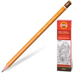 Карандаш чернографитный KOH-I-NOOR 1500, 1 шт., 8H, корпус желтый, заточенный, 150008H01170 - фото 8274506