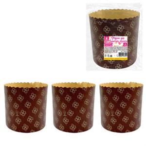 Форма бумажная для выпечки пасхального кулича "Клевер", КОМПЛЕКТ 3 шт., 9х9 см, ЗОЛОТАЯ СКАЗКА, 592659 - фото 8274737