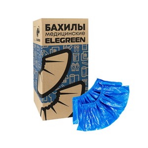 Бахилы двойные, КОМПЛЕКТ 500 шт. (250 пар), STRONG, 39х14 см, двойная резинка, 96 мкм, 10 г, ELEGREEN, НД2-8/40/2р-С-С - фото 8311847