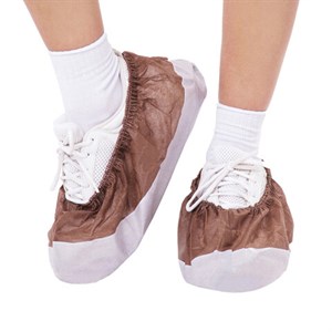 Бахилы ламинированные, КОМПЛЕКТ 500 шт., 38х16 см, спанбонд + ПВД, 100 мкм, 13 г, коричневые, ELEGREEN, ПВД-50/2р-Кор-Б - фото 8311849