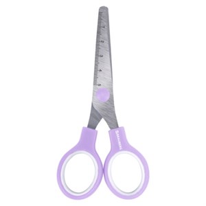 Ножницы BRAUBERG KIDS 130 мм, ручки лавандовые, закругленные лезвия с линейкой, 274061 - фото 8426248