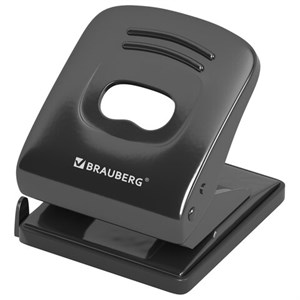 Дырокол металлический BRAUBERG "Office style", до 30 листов, черный, 273954 - фото 8449316