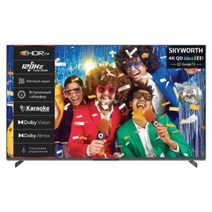 Телевизор SKYWORTH 55X85G, 55" (140 см), QD-Mini LED, 3840x2160, 4K, 16:9, Google TV, Wi-Fi, караоке, черный - фото 8463881