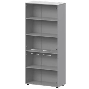 Шкаф высокий закрытый с стеклом Кортез СМШ58.28S.38S(Б) Белый - фото 8463994