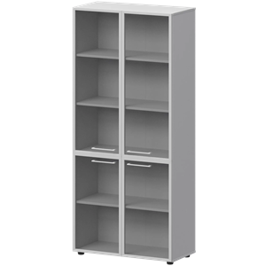 Шкаф высокий закрытый с стеклом в алюминиевой раме Кортез СМШ58.28RS.38RS(Б) Белый - фото 8463996