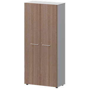 Шкаф высокий закрытый Кортез СМШ58F(Б) Темный шимо/Белый - фото 8464025