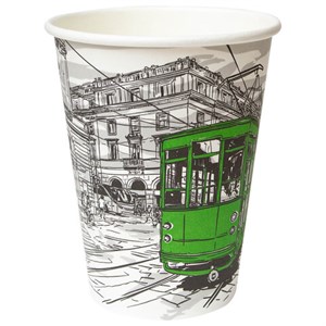 Стакан одноразовый бумажный 300/360 мл, D 90 мм, с печатью "ГОРОД", КОМПЛЕКТ 50 шт., холодное/горячее, WELDAY (ВЭЛДЭЙ), 702696 - фото 8522112