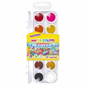 Краски акварельные ЮНЛАНДИЯ "ДОМИКИ", 12 цветов, круглые кюветы 28 мм, пенал, 192630 - фото 8554872