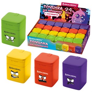 Точилка кросс-серия "МОНСТРИКИ", с контейнером, корпус ассорти, BRAUBERG, 273235 - фото 8554887
