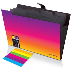 Папка-органайзер на кнопке 5 отделений, BRAUBERG GRADE, A4, желто-розовый градиент, 274093 - фото 8610092