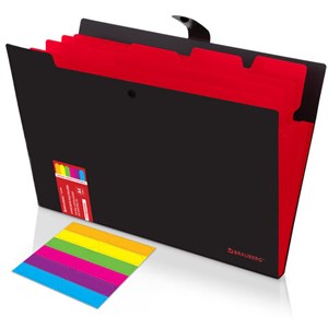 Папка-органайзер на кнопке 5 отделений, BRAUBERG "Extra", А4, черная с красным, 274095 - фото 8610097