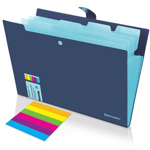 Папка-органайзер на кнопке 5 отделений, BRAUBERG "Extra", А4, синяя с голубым, 274096 - фото 8610098