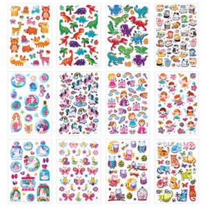 Наклейки объемные MAXI 21х14 см, ассорти 12 видов, FUNSTER (ФАНСТЕР), 666678 - фото 8637582