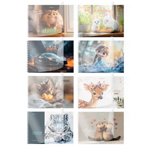 Альбом для рисования, пластиковая обложка, А4, 40 л., гребень, BRAUBERG, 210х297 мм, АССОРТИ-1 (8 видов), 107682 - фото 8645058