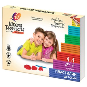 Пластилин классический ЛУЧ "Школа творчества", 21 цвет, 420 г, стек, картонная упаковка, 29С 1765-08 - фото 8657874