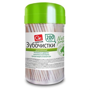 Зубочистки деревянные КОМПЛЕКТ 200 шт., в диспенсере, GRIFON, 400-003 - фото 8668960