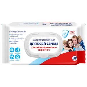 Салфетки влажные 120 шт, АВАНГАРД, для всей семьи, антибактериальные, крышка клапан,, 72082 - фото 8713810