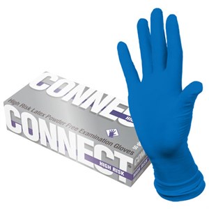 Перчатки латексные медицинские смотровые CONNECT HIGH RISK, 25 пар (50 шт.), размер M (средний), синие, CON-HR-02 - фото 8775152