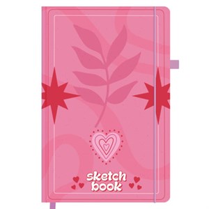 Скетчбук, белая бумага 140 г/м2, 130х210 мм, 80 л., софт-тач, резинка, BRAUBERG ART CLASSIC, "Pink mood", 117779 - фото 8864105