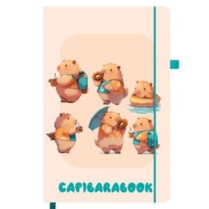 Скетчбук, слоновая кость 140 г/м2, 130х210 мм, 80 л., софт-тач, резинка, наклейки, FUNSTER (ФАНСТЕР), "Капибары", 117782 - фото 8864109