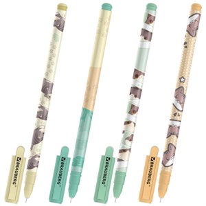 Ручка гелевая, кросс-серия "МИЛЫЕ КОТЫ", BRAUBERG, СИНЯЯ, корпус ассорти, игольчатый наконечник 0,5 мм, линия письма 0,3 мм, 144480 - фото 8864222