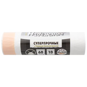 Мешки для мусора с завязками 60 л, белые, в рулоне 10 шт., ПСД 23 мкм, 59х64 см, РОМАШКА НАДЕЖНЫЕ, ВЗ0601017Б - фото 8864408