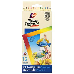 Карандаши цветные ЛУЧ "Школа Творчества", 12 цветов, трёхгранные, натуральное дерево, 30С 1806-08 - фото 8889588