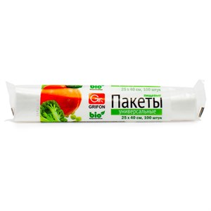 Пакеты фасовочные универсальные в рулоне, ПНД, 25х40 см, 5 л, 100 шт., GRIFON, 101-040 - фото 8994386