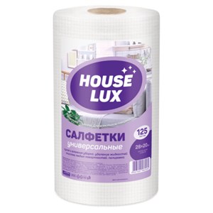 Салфетки универсальные в рулоне 125 шт, 28х20см, вискоза (спанлейс) 45г/м2, HOUSE LUX, ш/к 82539 - фото 9021494