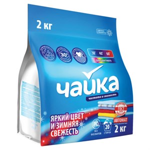 Стиральный порошок автомат для цветного белья 2кг ЧАЙКА "Зимняя свежесть", СОНЦА Бела, 87034 - фото 9089744