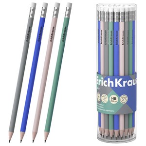 Карандаш чернографитный с ластиком ERICH KRAUSE Navy, круглый, HB, ассорти, 65562 - фото 9104810