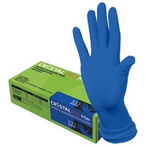 Перчатки нитриловые смотровые сверхпрочные CRYSTAL PRO MAX, 50 пар (100 шт.), размер L (большой), синие, CRYMAX-03 - фото 9141927