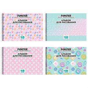 Альбом для рисования А4 40 л., гребень, обложка картон, FUNSTER, 200х290 мм, кросс-серия "КОШАЧЬИ ЛАПКИ", 107520 - фото 9163488