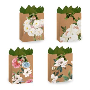 Пакет подарочный (1 штука) 18х10х23 см (M), "Flowers", ассорти, глиттер, c тишью, ЗОЛОТАЯ СКАЗКА, 700808 - фото 9176595