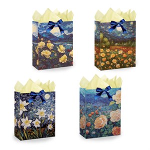 Пакет подарочный (1 штука) 18х10х23 см (M), "3D Flowers", ассорти, с тишью, ЗОЛОТАЯ СКАЗКА, 700809 - фото 9176597