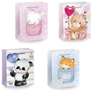 Пакет подарочный (1 штука) 26х13х32 см (L), "Lovely Animals", ассорти, глиттер, ЗОЛОТАЯ СКАЗКА, 700816 - фото 9176606