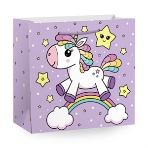 Пакет подарочный (1 штука) 20x12x25 см, "Единорожка", с атласной лентой, ЗОЛОТАЯ СКАЗКА, 700858 - фото 9176629